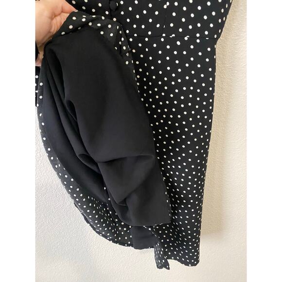 Sanctuary Rafaela Button Mini Dress XS Black White Polka Dot Ruffle Preppy Twee - Picture 12 of 15